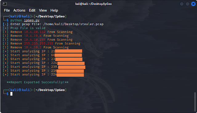 [KitPloit] IpGeo - Tool To Extract IP Addresses From Captured Network Traffic File